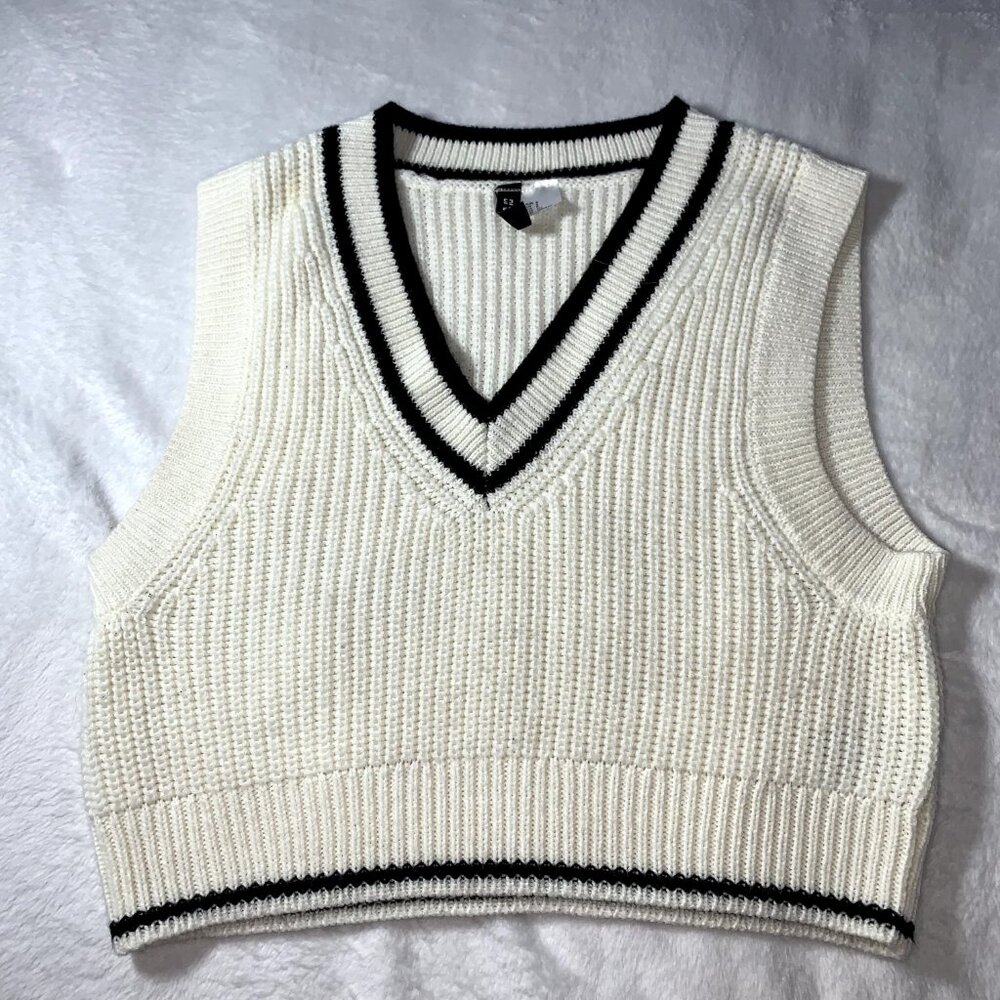 Dark Academia Cropped Rib Knit Sweater Vest